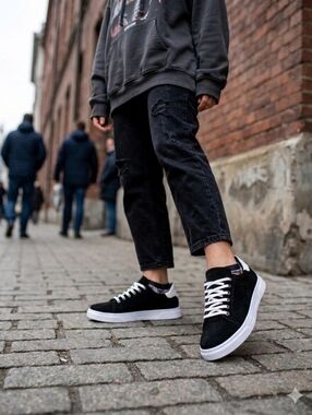 Handcrafted Women’s Black Nubuck Leather Sneakers | Mommy & Me